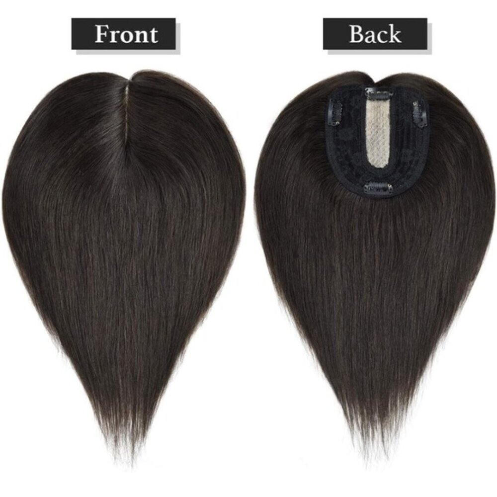 10” Human Hair Toppers Hair Pieces Clip in Topper Hair Dark Brown